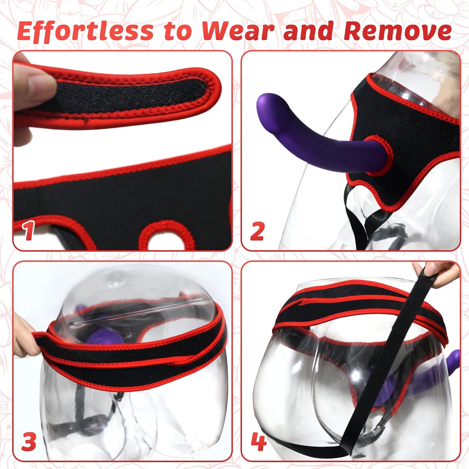Strap On Harness Adult Sex Toys, Comfortable Elastic Neoprene Strapon Harness, Soft Skin-Friendly, Adjustable Velcro Straps, for Men, Women, Lesbian Couples, Pegging Play, Fits Waist 23''-54''