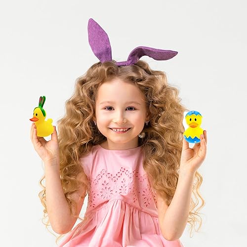 Miniatura 4 de The Dreidel Company Juguete de pato de goma de Pascua feliz conejo, patitos de conejo para niños, huevos de Pascua, regalos de cumpleaños, baby