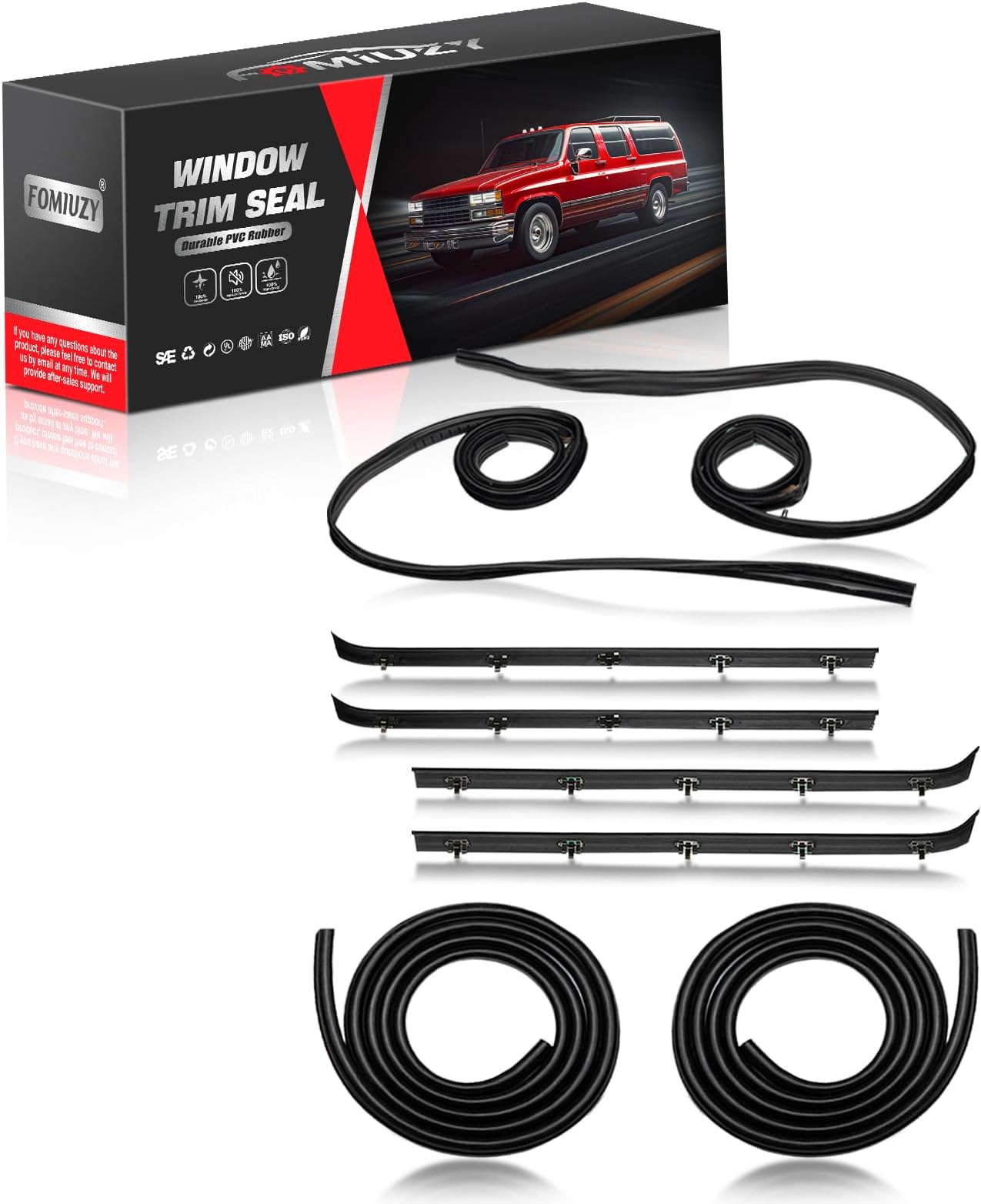 Front Door Window Molding Rubber Felt Trim Seal Weatherstrip Kit Compatible with GMC C1500 C2500 C3500 K1500 K2500 K3500 Jimmy Chevy C10 C20 C30 K10 K20 K30 Blazer Suburban V1500 R1500 Truck
