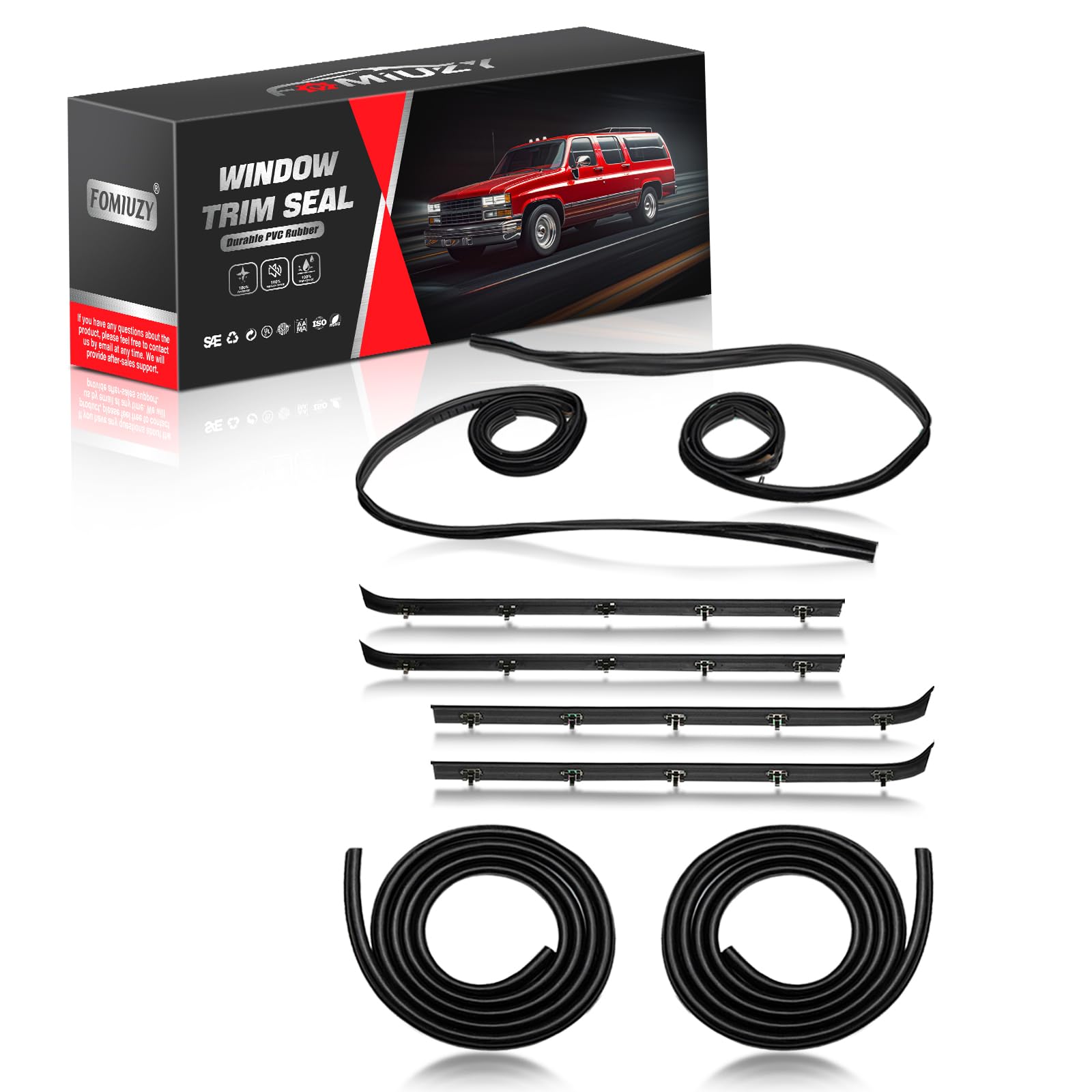 WEILEITE Front Door Window Molding Rubber Felt Trim Seal Weatherstrip Kit Compatible with GMC C1500 C2500 C3500 K1500 K2500 K3500 Jimmy Chevy C10 C20 C30 K10 K20 K30 Blazer Suburban V1500 R1500 Truck