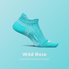 Feetures Plantar Fasciitis Relief Sock Light Cushion No Show Tab - Targeted Compression Sock for Women & Men - Medium, Aqua Spring (1 Pair)