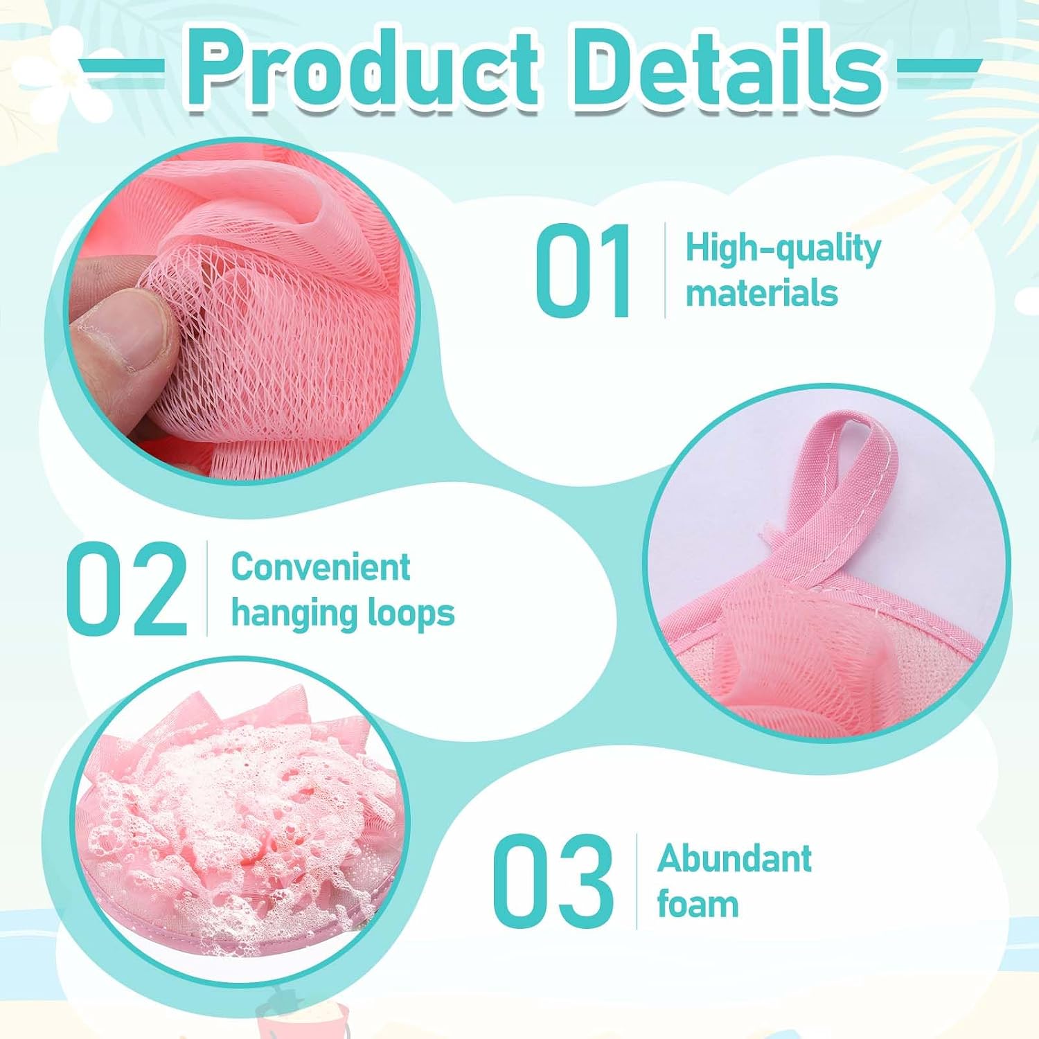 2 Pcs Travel Loofah, Lightweigh Travel Size Pink Loofah, Mini Small Shower Puff with Elastic Hand Strap, Exfoliating Shower Puff for Body and Sensitive Skin, Lightweight Washable Mesh Sponges