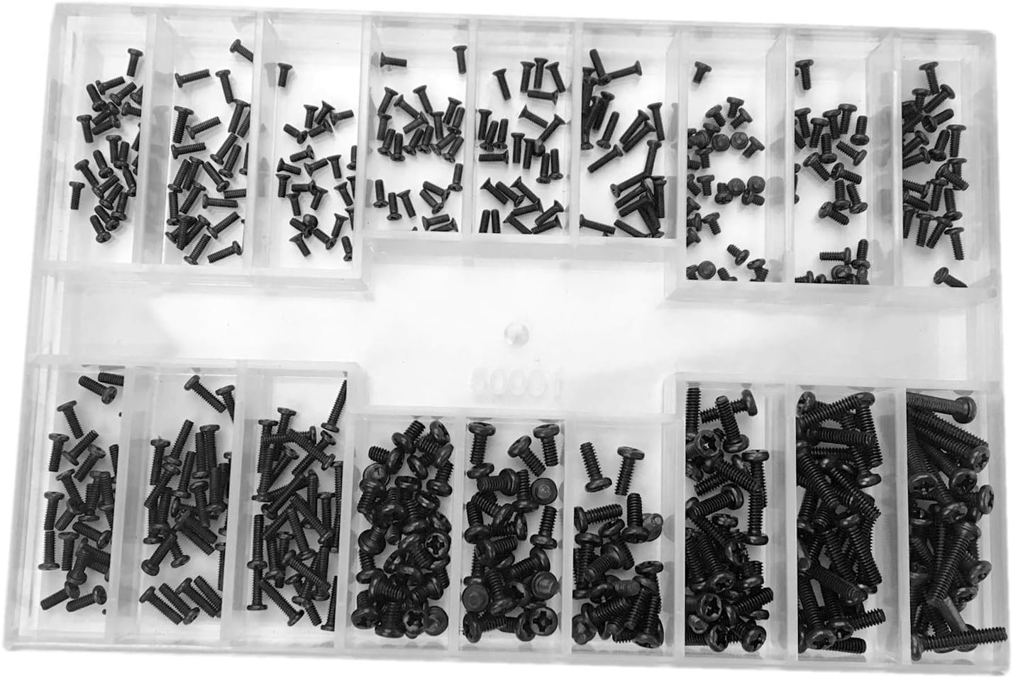 Small Screws Assortment Kit 18 Kinds M1.2 / M1.4 / M2.0 Tiny Micro Screws Set for Glasses Watches (Black)