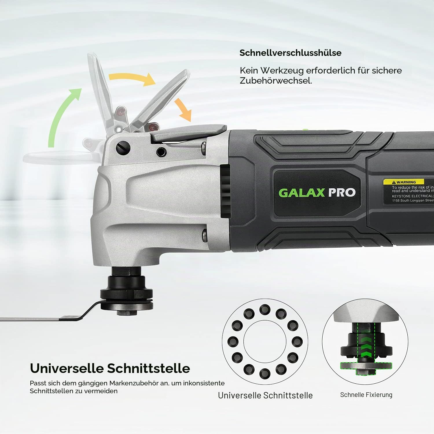 GALAX PRO Oszillierende Werkzeuge, 6 variable Geschwindigkeiten, 15000-22000RPM Multifunktionswerkzeug, 260W, 40-teilig, Zubehör mit Schnellspanner Multifunktionsklingen mit Tragetasche