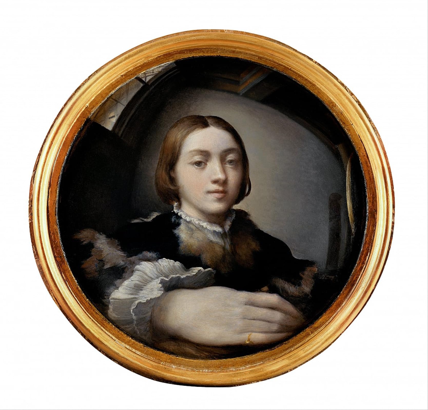 YIMACBJXX Famous Pictures Paintings Artwork For Walls Self portrait in a Convex Mirror by Parmigianino Vintage Wall Art for Home Decor 60x90cm