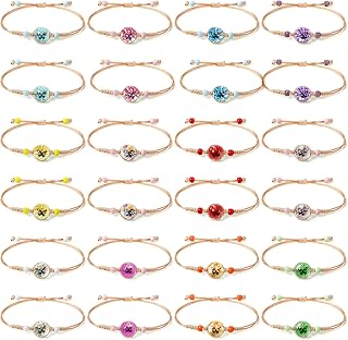 24 Pcs Butterfly Woven Friendship Bracelet Butterfly Crystal Beads Bracelet Adjustable Colorful Butterfly Bracelets for Women Girl Kids Butterfly Birthday Party Favors