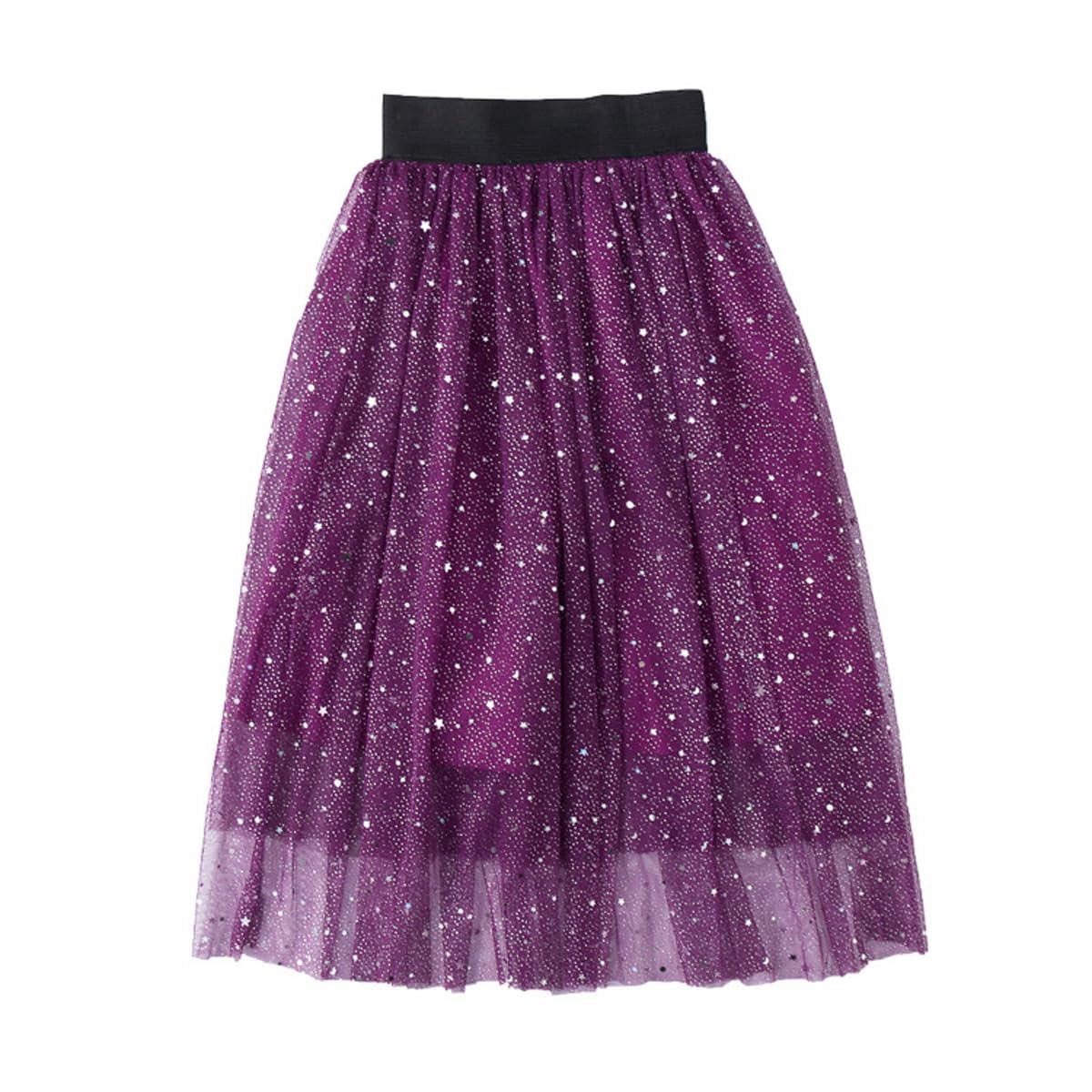Citridarll Girls Tulle Skirts A-line Mesh Skirt Long Tutu Skirts Dress for Toddler kids 130, 6-7 Years,Purple