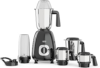 Milton Artis Mixer Grinder, ISI Certified, Grindstone Blade Technology, 5 Jar, 1000 W (22000 RPM), 5 yr motor warranty, 2 yr product warranty I Black