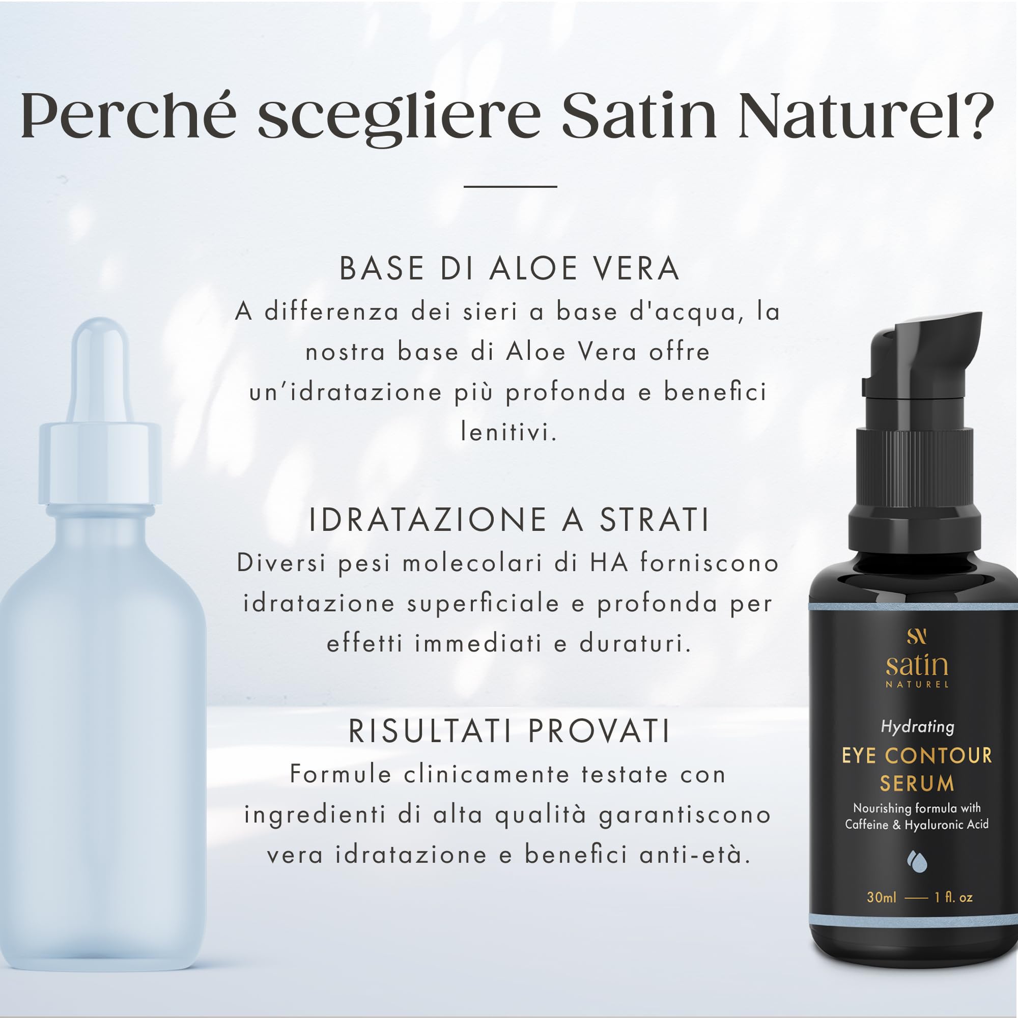 Satin Naturel Crema Contorno Occhi 30 ml – Con Aloe Vera Bio, Acido Ialuronico, Taurina & Vitamina E – Contro Occhiaie & Rughe – Idratazione per il Contorno Occhi – Vegana & Naturale