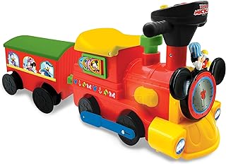 Kiddieland Toys Limited Battery-Powered Mickey Choo, 12 months to 36 months with Caboose & Tracks Ride On, Reflecting Colors May Vary ,9.5 x 14.25 x 31.5 inches