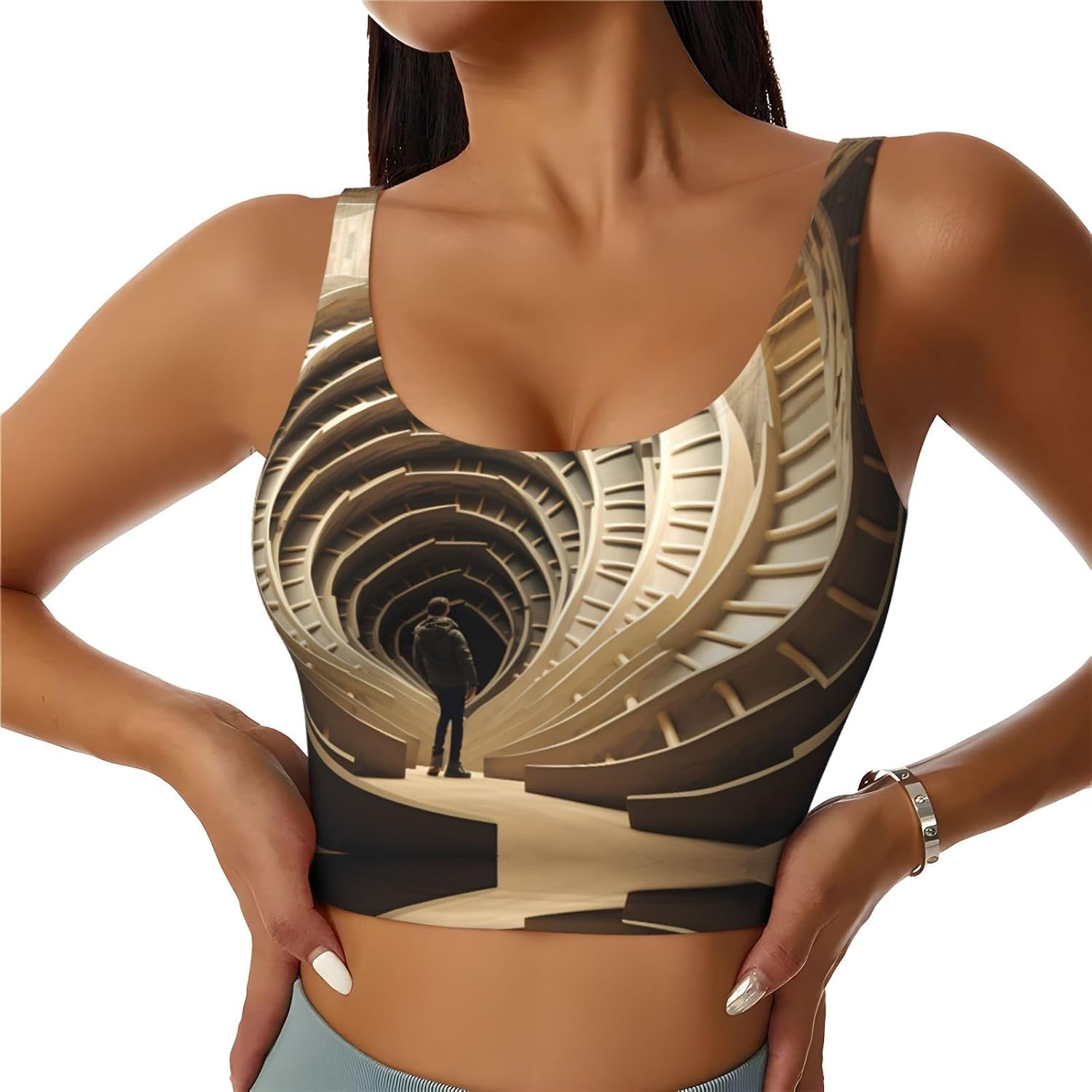 Rotating Portrait Printed Women's Sports Vest, Suitable for Yoga, Pilates and Fitness Training -