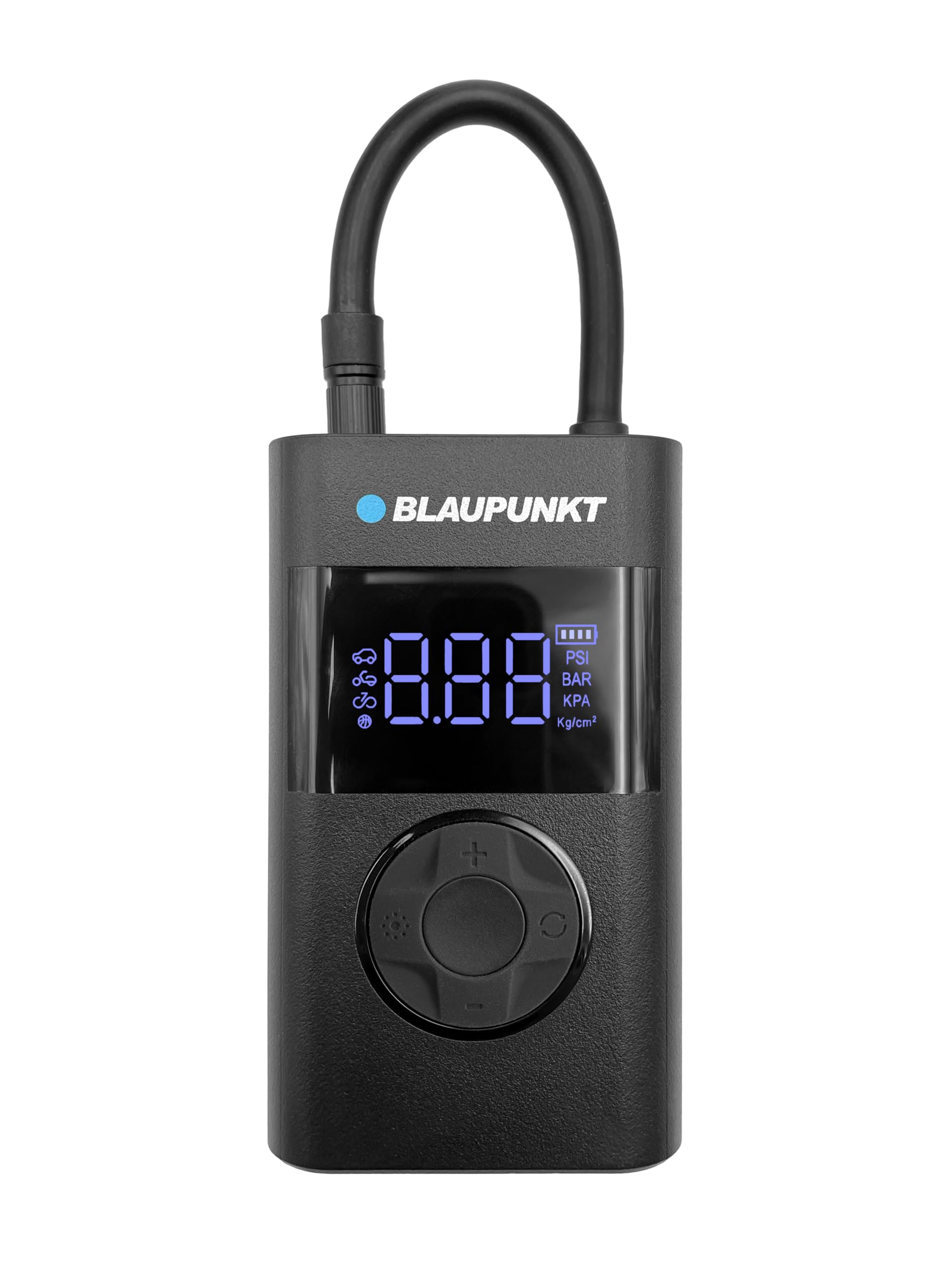 Blaupunkt Przenośna akumulatorowa pompa powietrza TPM 124, kompresor do rowerów, motocykli, samochodów i piłek, z funkcją powerbanku i latarki