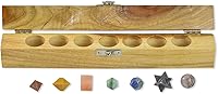 Vista 1 de The Masonic Exchange Platonic Solids Chakra Juego de 7 piezas de geometría sagrada con caja de madera de regalo