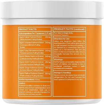 DNA PET Happy Immunity USDA Certified Organic Mushroom Complex for Dogs, Organic Cordyceps Shiitake Reishi, Vegan Mushroom Blend Powder Canine Supplement, Advanced Mushroom Mix, Non-GMO, 3.5 oz