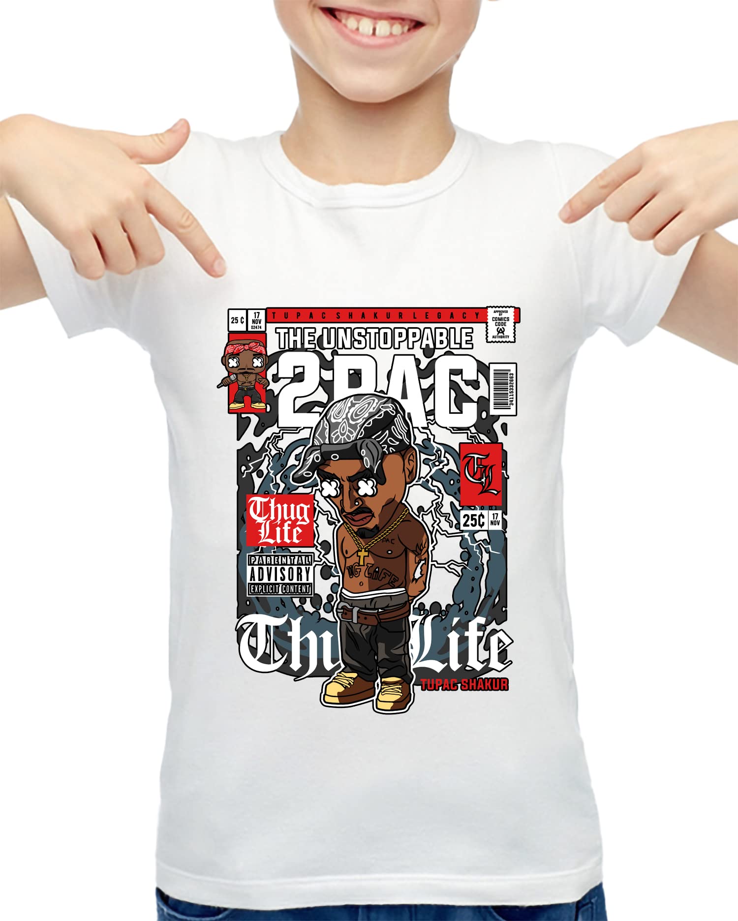Zingoming Exclusive Tupac Pac Rapper Cotton Unisex Kids Tshirt