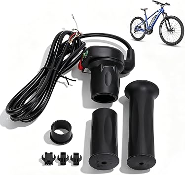 Changor Electric Bike Throttle Grip, 22mm Handlebar Accelerator Handle Replacement for 48V E Bike, Right Side ABS Thumb Throttle with Accessories Kit