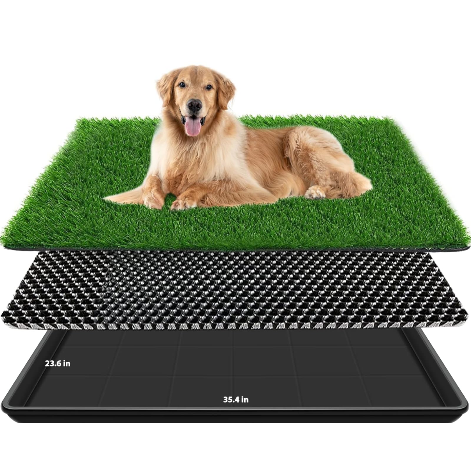 STARROAD-TIM 60X90 CM Dog Grass Pad with Tray for Indoor/Outdoor Large Dog Potty Training Reusable Dog Training Pads with tray Grass Pee Pads for Dogs with Tray is Reusable and Easy to Clean — image 1