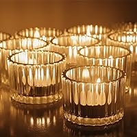 VOHO Clear Glass Tealight Candle Holders Set of 12 - 2'' x 1.4'' Bulk for Weddings, Parties, Romantic Home Decor