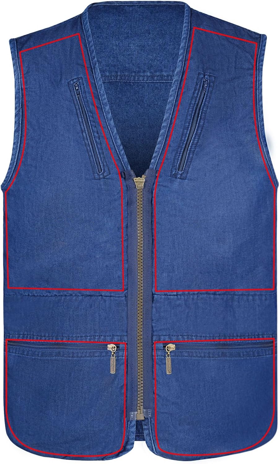 Men's Utility Work Hunting Travel Fishing Multi-Pockets Outdoor Denim Jean Vests - Image 4