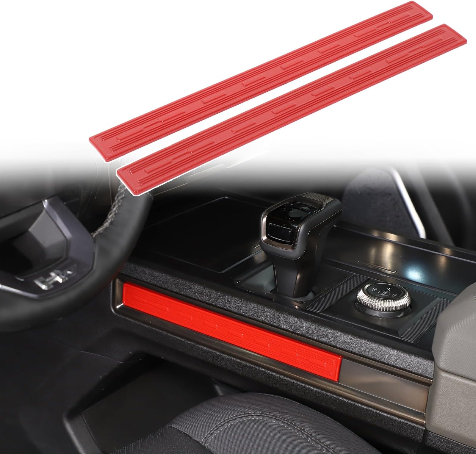 for Hummer EV Accessories Gear Shift Console Trim Frame ABS Center Console Panel Side Cover Frame for Pickup SUV 2024 2025+ Hummer EV Gear Control Panel Side Strip Interior (Red)