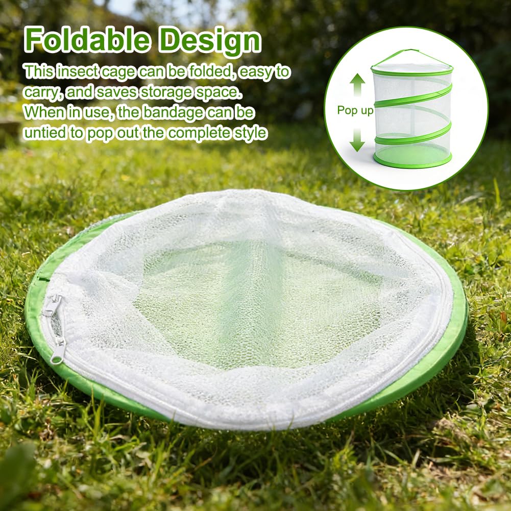 RANJIMA Insekten-und Schmetterlingslebensraum Käfig, Pop-up-Design Zusammenklappbar Insekten-Netzkäfig Schmetterlings Lebensraumkäfige Netzkäfig Terrarium für Outdoor Aktivitäten Schmetterling Habitat - 3
