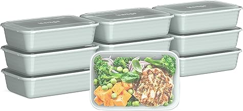 Bentgo Prep 1-Compartment Meal-Prep Containers with Custom-Fit Lids - Microwaveable, Durable, Reusable, BPA-Free, Freezer and Dishwasher Safe Food Storage Containers - 10 Trays & 10 Lids (Mint)