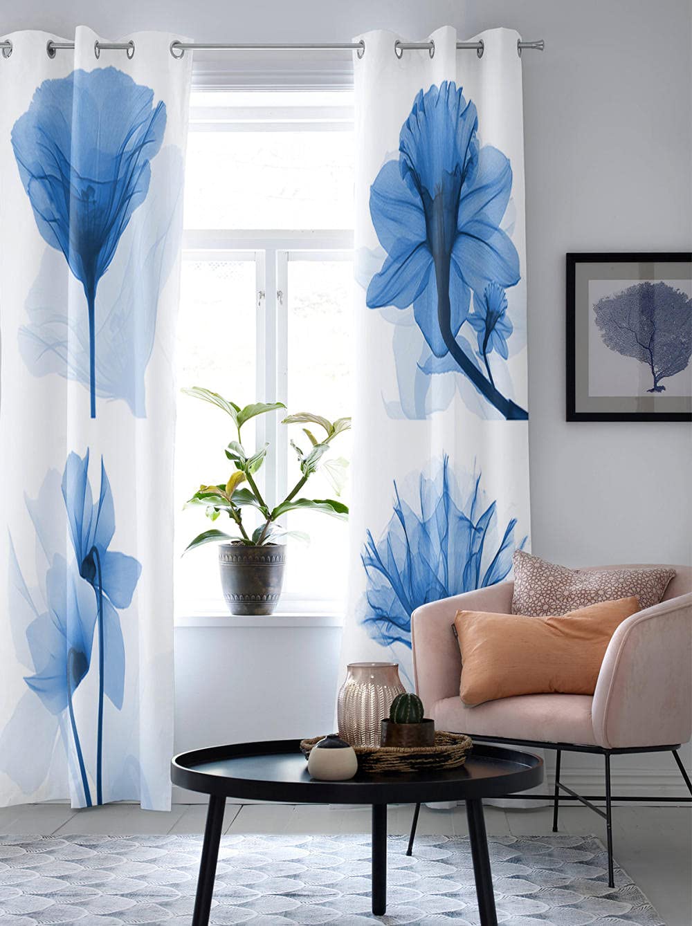 Tende per Interni Fiori Verdi Rosa Tende Oscuranti per Interni Termiche Tenda Tende Camera da Letto Tende Cucina Tende Soggiorno con Occhielli Tenda Oscurante 2 Pezzi 75 x 166 cm