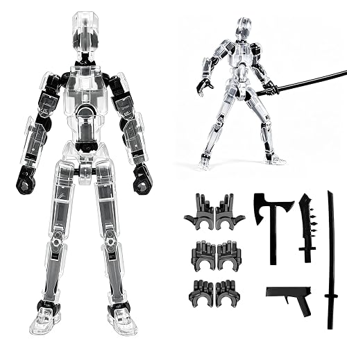 Dumwick Titan13 Action Figure,2026 New Robot Action Figures with Multiple Accessories,3D Printed Action Figure,Multi Jointed Action Figures,Dummy Robot 13 Figure Desktop Decorations(Transparently)