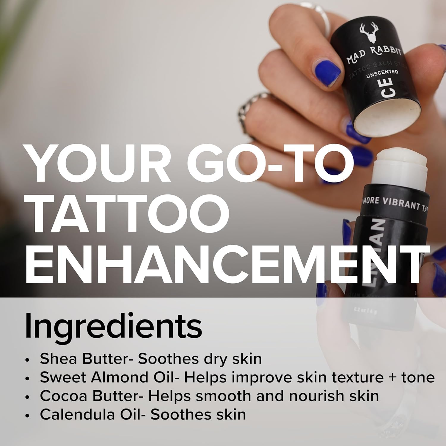 Mad Rabbit Enhance Tattoo Balm Stick, Fragrance-Free Tattoo Aftercare