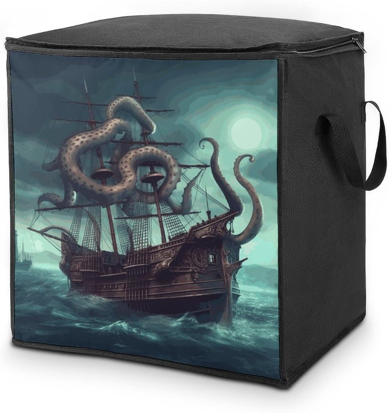Clothes Storage Bag Personalized Durable Foldable Large Toy Storage Bags with Zipper Moving Bags Luggage Organizer Octopus Ship Printed Bags