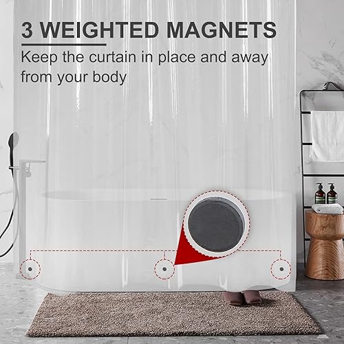 Miniatura 5 de AmazerBath Juego de cortina de ducha transparente impermeable y juego de cortina de ducha de gofre blanco resistente, 72 x 78 pulgadas