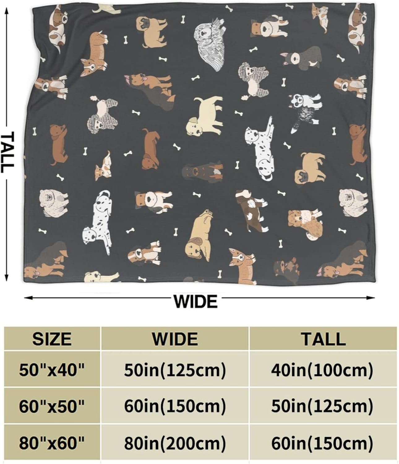 Perinsto Puppy Dogs Cute Animals Throw Blanket Ultra Soft Warm All Season Cartoon Pets Decorative Fleece Blankets for Bed Chair Car Sofa Couch Bedroom 50"X40" - Image 3