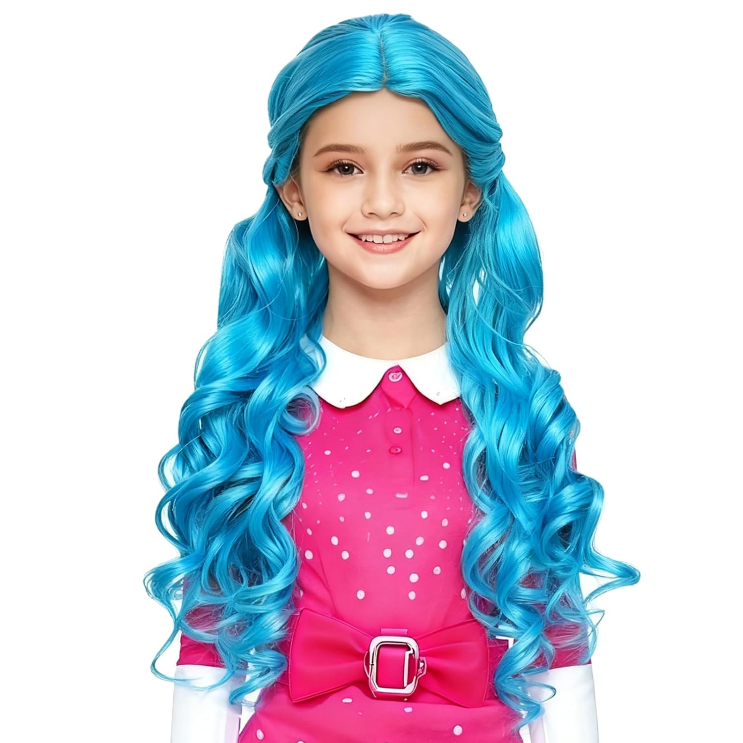 Long Wavy Blue with Silvery White Wigs Girls Halloween Party Accessories Costume Dress-up Cosplay Wig