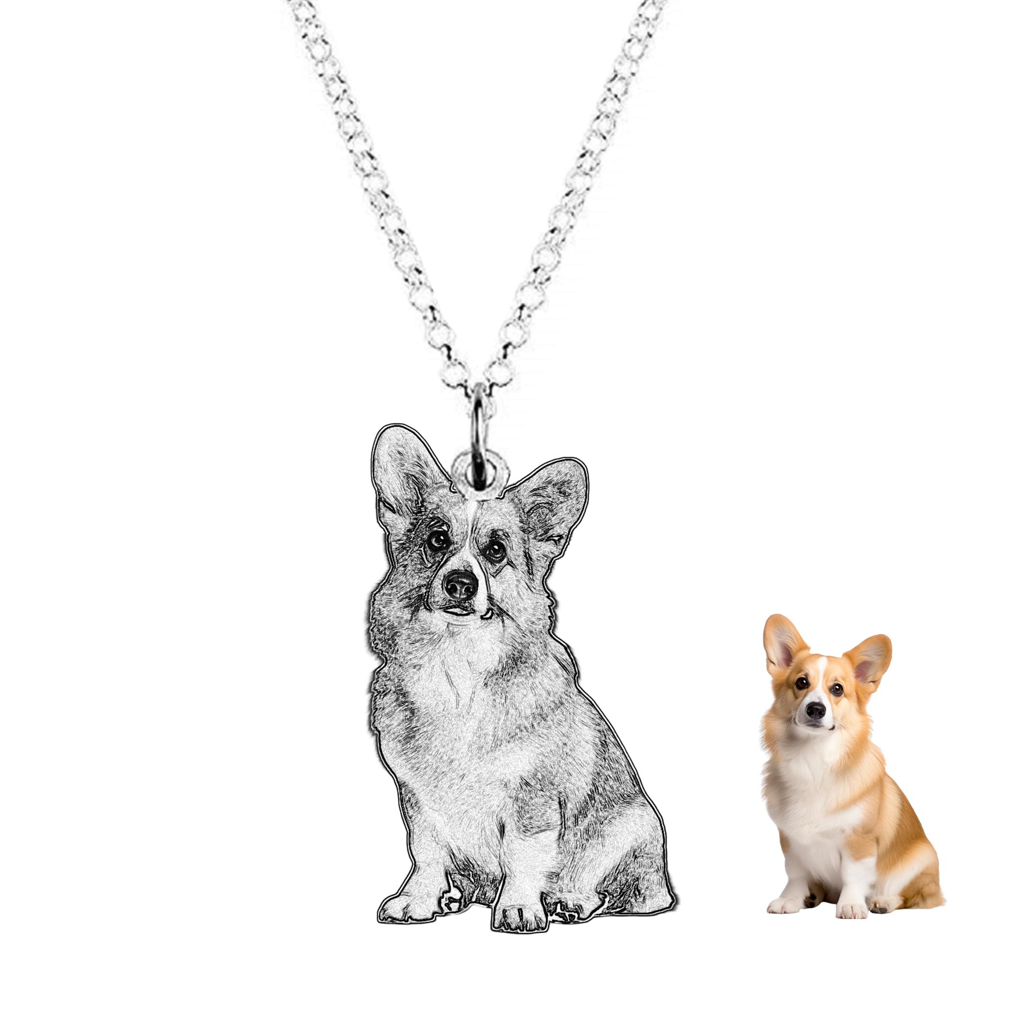 Regali commemorativi personalizzati per animali domestici Collana di immagini in argento 925 Collana personalizzata con foto di cani gatti Ritratto di animale domestico Collana incisa