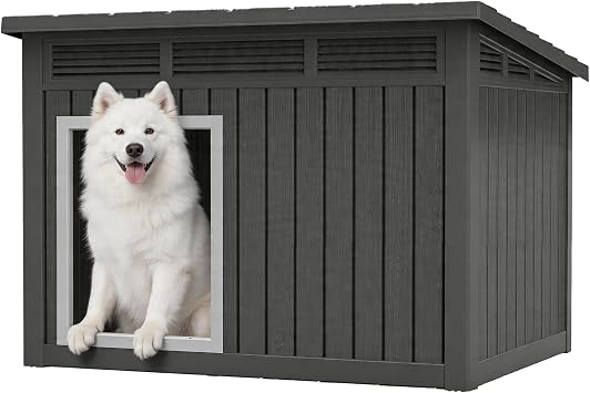 Fancyango Large Dog House with Removable Roof for Indoor & Outdoor Use - Big Dog House for Large Medium Dogs42.8" L x 33" W x 31.5" H Deep Black