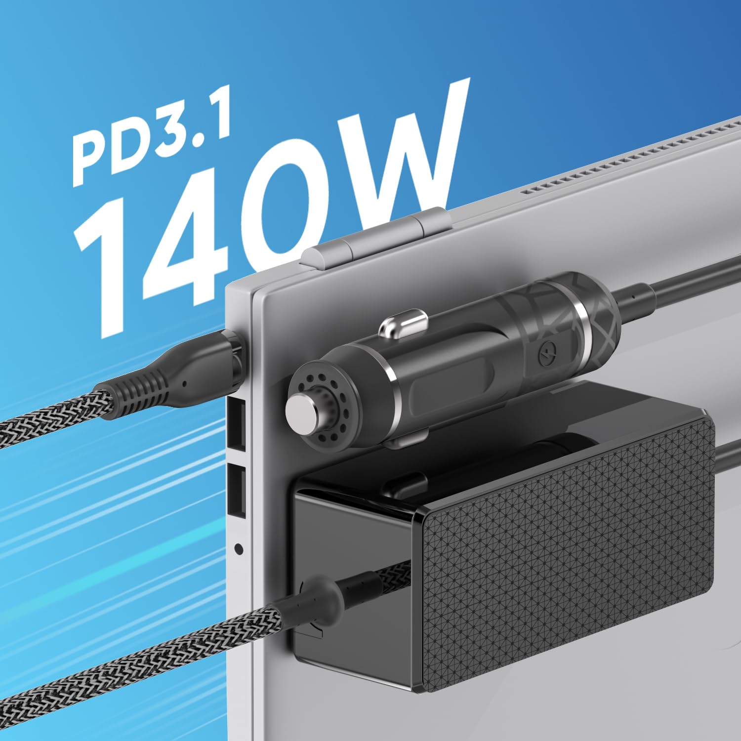 HKY PD3.1 140 W USB C 12 V-24 V veicolo alimentatore di rete per MSI Titan 18 Ultra 2024 Gaming Notebook AI Laptop i9-14900HX RTX40 Serie 18", MSI Titan 18 Pro 2024 i9-14900HX RTX4090 18" Gaming, 2,6