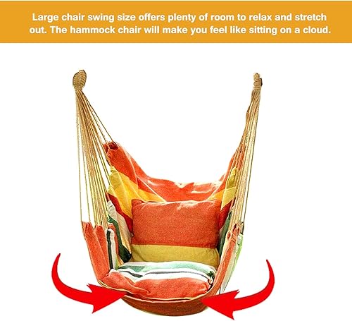 Miniatura 4 de Hommtina Silla hamaca colgante con cuerda, máximo 300 libras silla colgante con bolsillo y durabilidad perfecta para exteriores, hogar, dormitorio,
