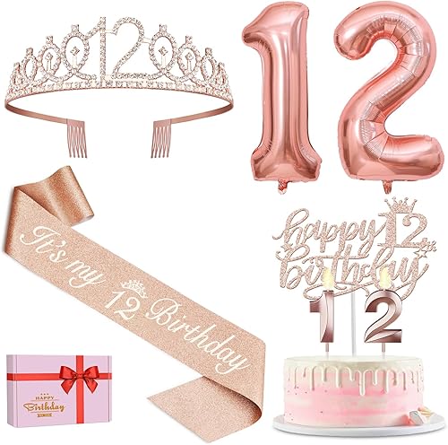 Miniatura 111 de Decoraciones de cumpleaños número 17 para niña, incluyendo tiara y banda de cumpleaños de 17, decoración para pastel y velas, globos de números