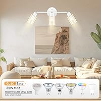 Vista 2 de BoostArea Lámparas de baño de 3 luces, modernas luces blancas de pared con pantalla de vidrio transparente, luz de techo flexible para espejo
