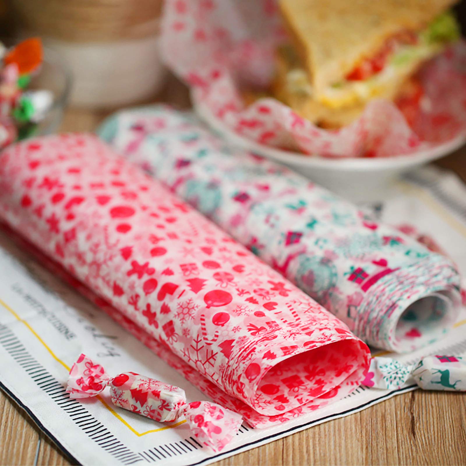 100 Pcs Christmas Wax Paper For Food, Wax Paper Sheets Deli Paper