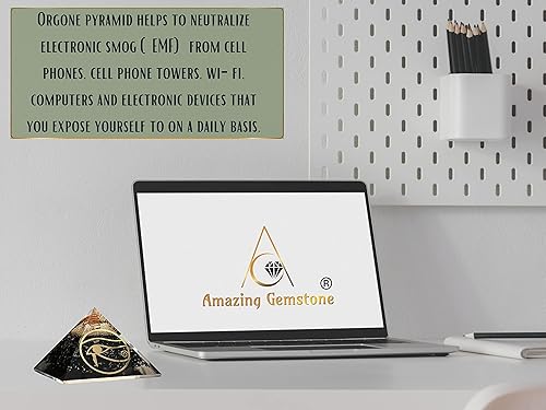 Miniatura 6 de Pirámide de orgón grande  Cristal de pirámide de turmalina negra  Pirámide de orgonita OM  Pirámides de órgano Curación de energía positiva