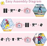 Vista 5 de Cámara digital impermeable para niños, cámara digital impermeable para niños, pantalla IPS de 2 pulgadas, 1080P HD, cámara de acción de video