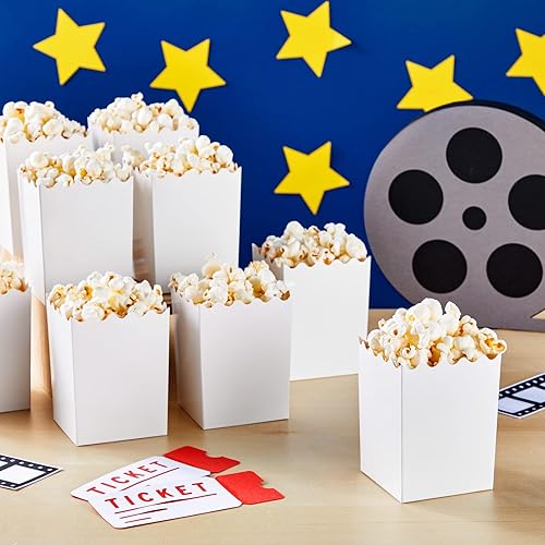 Miniatura 2 de Juvale Paquete de 100 mini cajas de palomitas de maíz para fiestas, contenedores blancos a granel para decoraciones nocturnas de cine (3 x 4