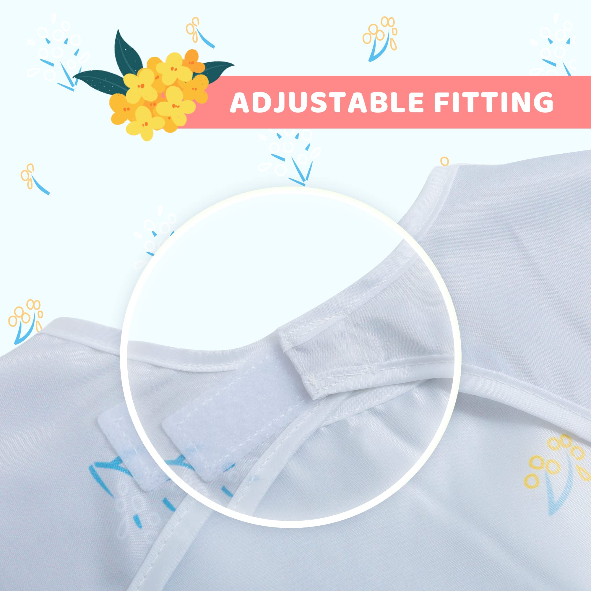 Little Dimsum Babero Impermeable con Mangas Largas para Bebé, Resistente al Agua, Lavable, para Niños, Alimentación, Arte, Delantal