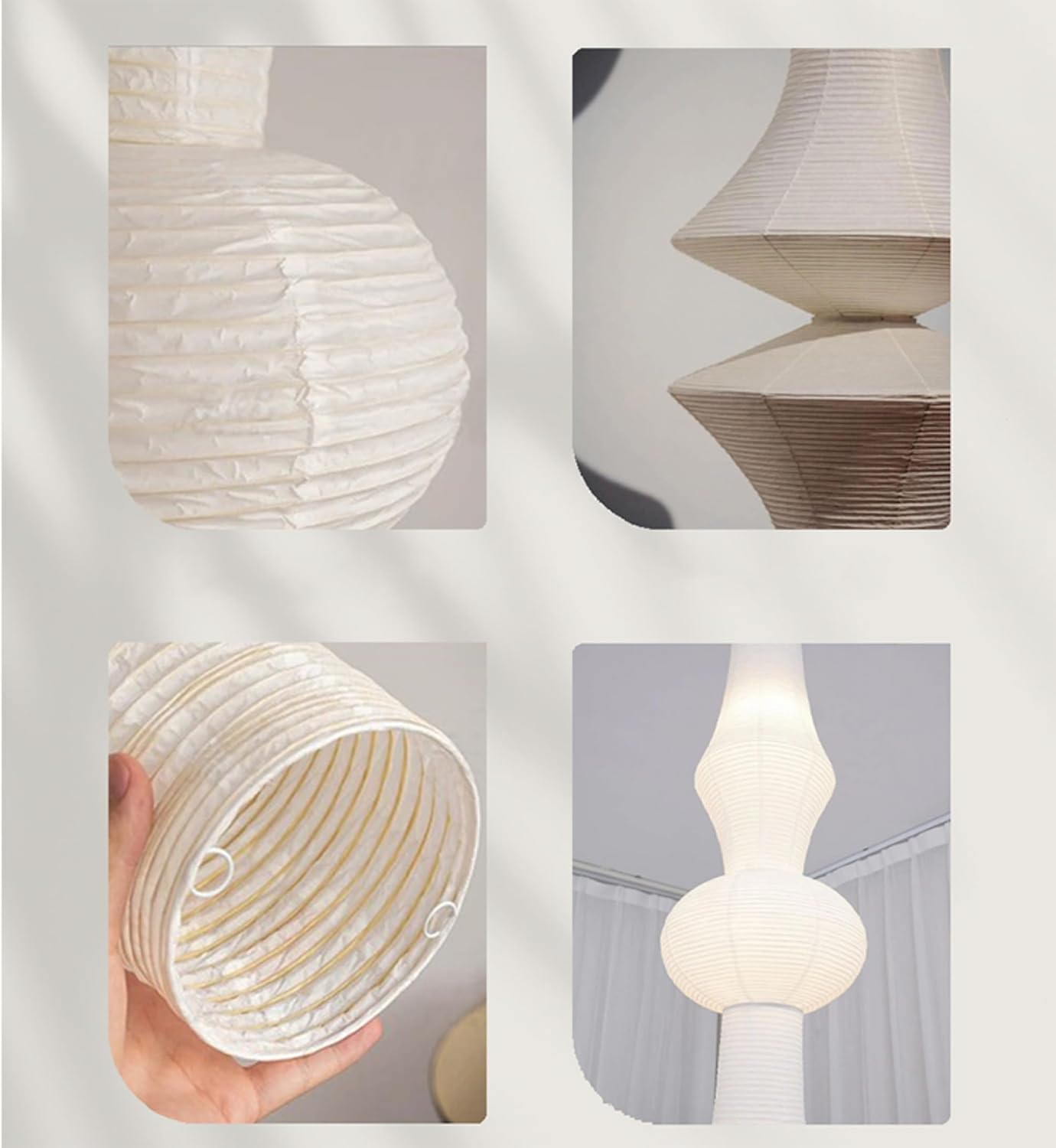 Generic Multi Layer Rice Paper Lamp, Rice Paper Lampshades, Wabi Sabi Wind Rice Paper Pendant Lights, Noguchi Hanging Light, Noguchi Light Fixture (Style B: D11 * H33.5 in), White