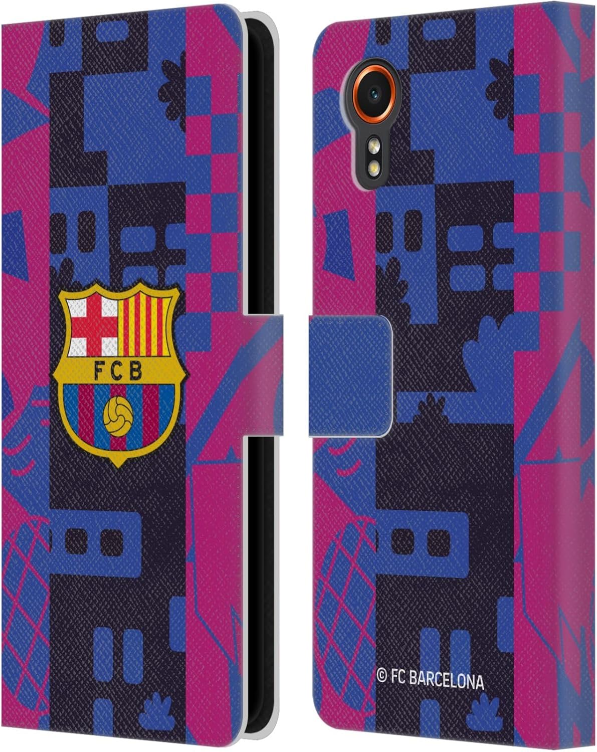 Head Case Designs Officially Licensed FC Barcelona Third 2021/22 Crest KIT Leather Wallet Case Compatible with Samsung Galaxy Xcover7 5G