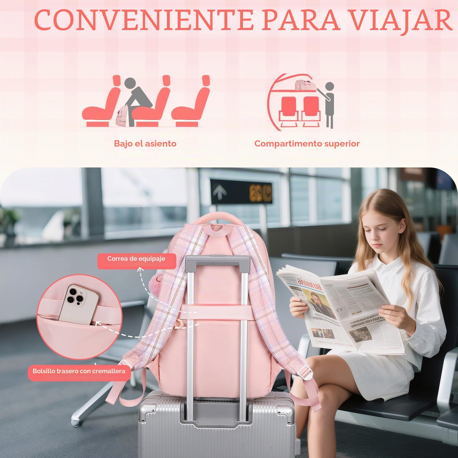 Tanou Mochila Escolar Niña, Mochilas para Colegio y Instituto Impermeable