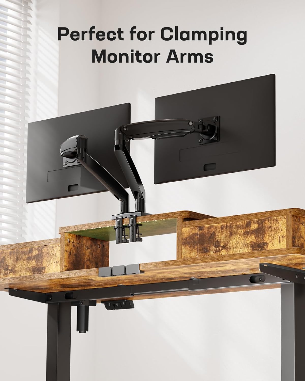 Marsail 48″ x 24″ Electric Standing Desk with Drawers, Height Adjustable Sit Stand Up Desk with Storage Shelf, Ergonomic Home Office & Computer Table with 4 Memory Heights, Rustic Brown