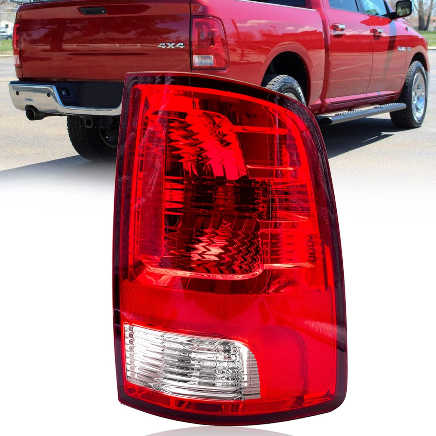 Tail Lights for 2009-2018 Dodge Ram 1500, 2019 Ram 1500 Classic, 2010-2018 Ram 2500, 2010-2018 Ram 3500 Tail Brake Light Replacement with Bulbs - Driver Side