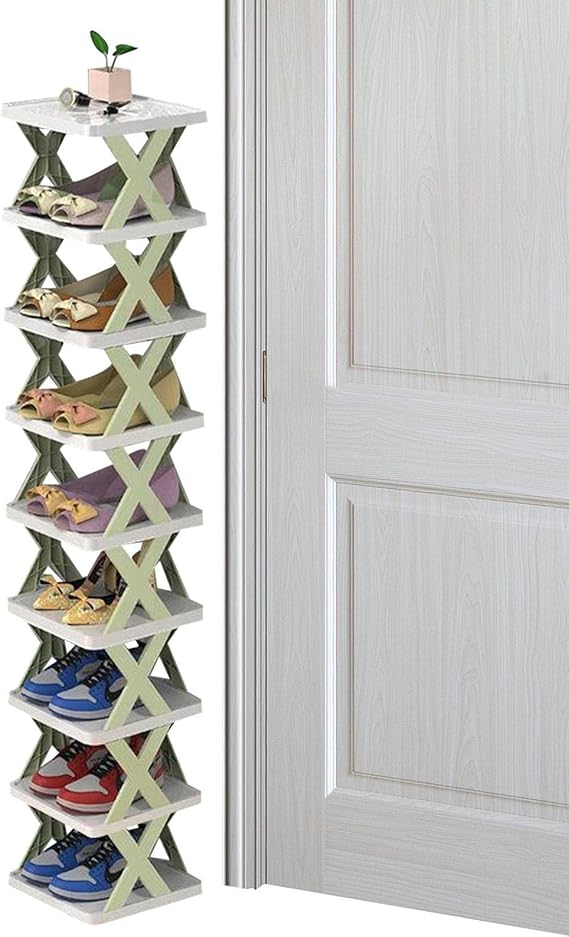 Dosulou 9Tiers Shoe Storage, Narrow Shoe Rack Tall Shoe Rack, Vertical